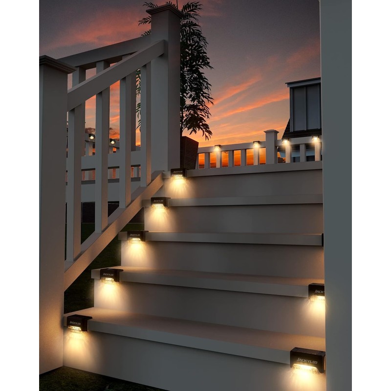 JACKYLED 16 Pack, Step Lights Waterproof LED Solar Power Outdoor