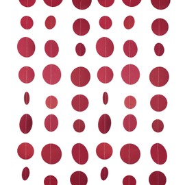 Burgundy Paper Garland Circle Dot Party Banner Wall Streamers Backdrop Ceiling Hanging Decorations, 20 Feet in Total