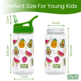 Polar Gear Kids Water Bottles with Straw - 400ml BPA Free Toddler Water Bottle With Straw - 100% Leakproof Kids Water Bottle with Carry Handle - Fully Recyclable School Water Bottle - Fruit