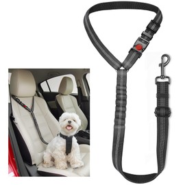 Dog Seat Belts For Cars, Uk Headrest Dog Car Seat Belt, Adjustable Dog Car Harness Dogs Safety Seatbelt, Anti Shock Elastic Pet Restraint Strong Leads Harness For Dogs Pets Safety (Black)