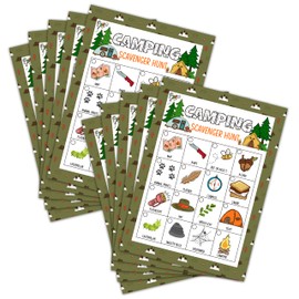 Camping Scavenger Hunt Game, Treasure Hunt Party Games Cards, Outdoor Nature Birthday Activities for Adults, Holiday Hunt For Family and Friends, Scavenger Hunt Party Supplies Decorations (25 Pack)-04