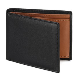 GOIACII Men's Leather Wallet with RFID Protection Genuine Leather Wallet with 6 Card Holder with Coin Compartment, black/brown