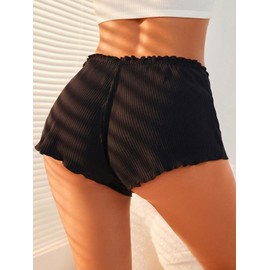 Verdusa Women's 3pack Ribbed Boy Shorts Underwear Bow Frill Trim Panties Multicolor Small