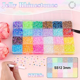 32000Pcs Mixed-Color Resin Rhinestones with B7000 Jewelry Glue for Crafting, 3mm Non Hotfix Flatback Gems, Bedazzling Crystal for DIY Crafts Clothing Tumblers Mugs Shoes Fabric Decor Nail Art