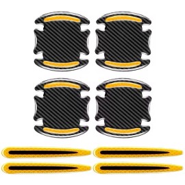 KNLT Safety Reflective 8 PCS Orange Car Door Handle Protective Reflective Sticker Strips Anti Scratch
