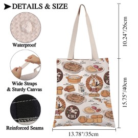 BDPWSS Anime Lover Gifts Kawaii Anime Treats Reusable Shopping Bag For Anime Character Fans Bakery Themed Gift (Delivery food TGCA)