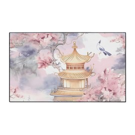 Chinoiserie Bird & Flower Heavy Duty Floor Mat | Outdoor Welcome Mat, Entryway Decor, Garden Accent