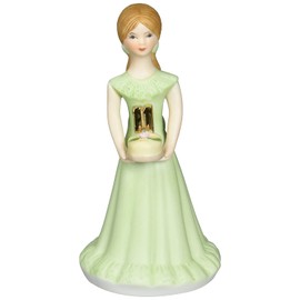 Enesco Growing Up Girls “Brunette Age 11” Porcelain Figurine, 5.5”, Golden,green