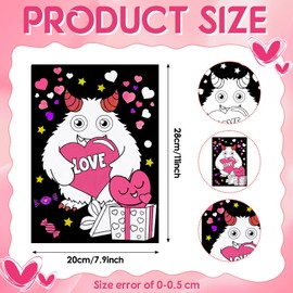 Zhanmai 30 Pcs Valentine's Day Coloring Posters Monster DIY Valentines Crafts Bulk Color Your Own Heart Monster Posters DIY Crafts for Holiday Home School Activities