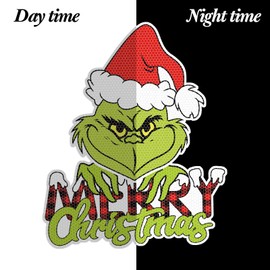 Reflective Christmas Car Magnets Set - Christmas Refrigerator Magnets Car Magnets Magnetic Christmas Lights Green Gnome Dog Gift for Car Home Refrigerator Garage Door Christmas Decorations