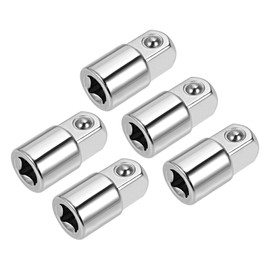 uxcell 5pcs 1/4" Drive (F) x 3/8" (M) Socket Reducer Adapters, Female to Male, Cr-V Steel(Silver)