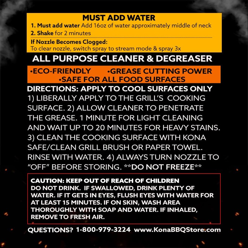 Kona Best Grill Cleaner Concentrate for Outdoor Grill