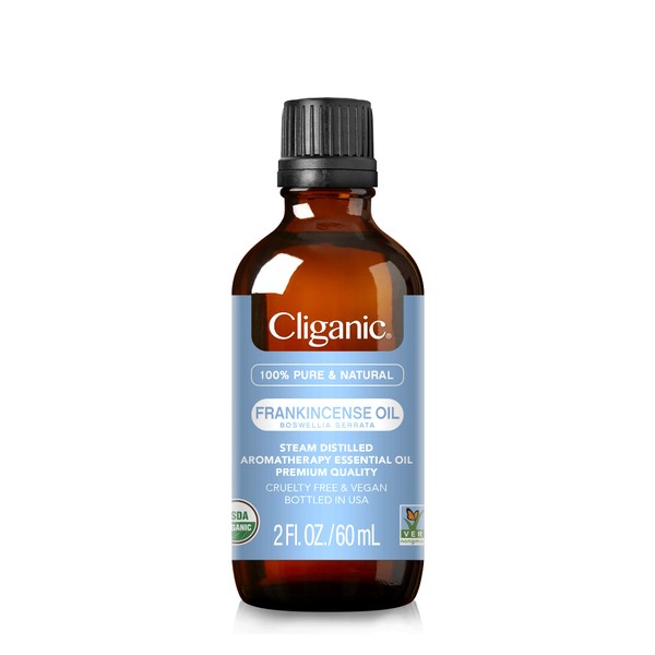 Cliganic Organic Frankincense Essential Oil - 100% Pure Natural for Aromatherapy Diffuser | Non-GMO Verified