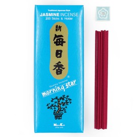 Nippon Kodo Morning Star Jasmine Japanese Incense - 200 Stick Box with Ceramic Holder