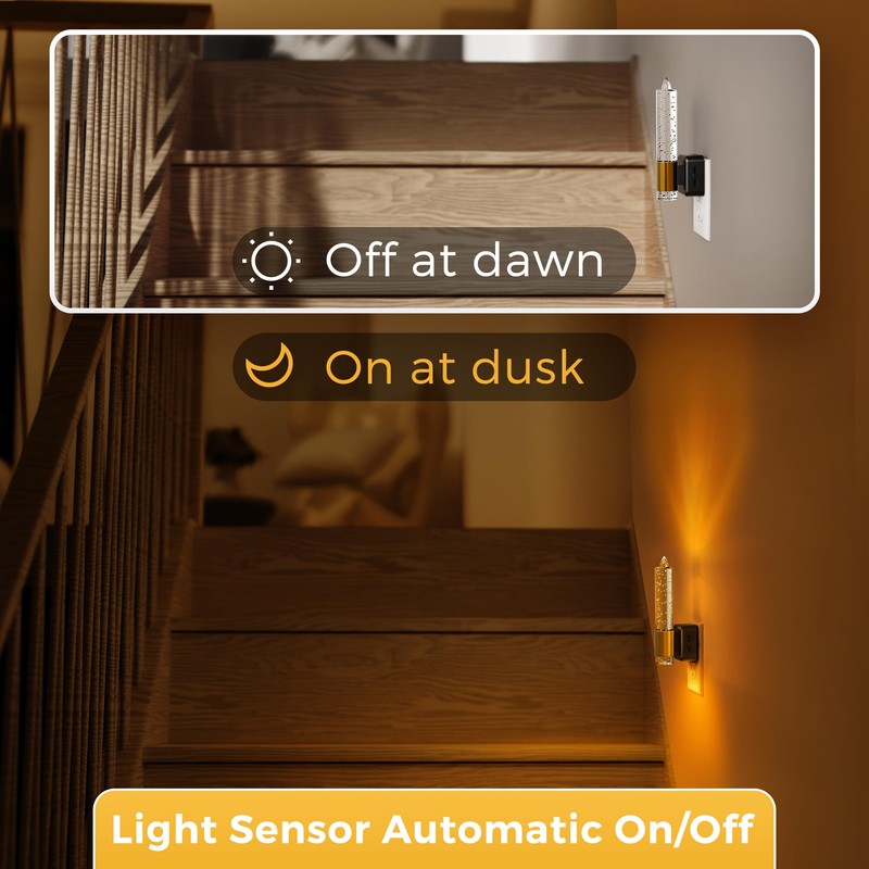 L LOHAS LED Night Light, Amber Candle Night Lights Plug