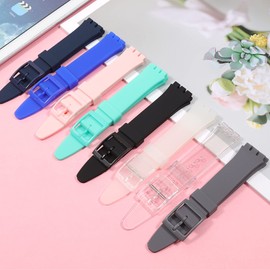 Lijinlan Replacement Silicone Band for Swatch 17mm 19mm 20mm, Waterproof Wristband Watch Strap for Swatch (19mm, Clear)