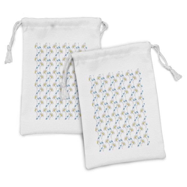 Ambesonne Flower Fabric Pouch Set of 2, Daisy Blooms with