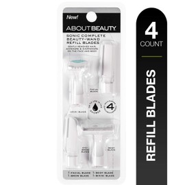 About Beauty Sonic Complete Beauty-Wand Refill Blades for Exfoliating, 4 Pack - Includes Facial Blade, Bikini Blade, Brow Blade & Body Blade