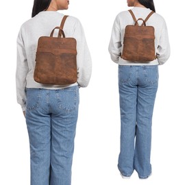 STILORD 'Heidi' Elegant Leather Backpack Retro Women's Vintage City Daypack Small Genuine Leather Rucksack, Colour:avani - brown