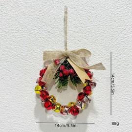 5½'' Jingle Bell Christmas Wreath, Decorative Christmas Garland Ornament, Christmas Bell Wreath, Party Wreath Decoration (Golden, Red, Pink) - Cds5