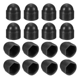 uxcell 50pcs Hex Nut Cover, M4 Black Plastic Dome Nut Protection Cap Hex Bolt Nut Covers for Hexagon Screws, Bolts
