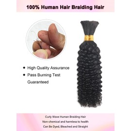 Human Braiding Hair Curly Human Hair Braiding Hair For Boho Knotless Bohemian Braids Full Bulk Human Hair For Braiding Wet And Wavy 100g 2 Bundles No Weft Hair Extensions