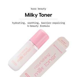 KARA BEAUTY Nourishing Milk Toner - Ultra Hydrating Korean Skin Care with Hyaluronic Acid, Vitamin C Serum for Face, Azelaic Acid, Vitamin E Oil, Brightening & Milky Toner Made in Korea
