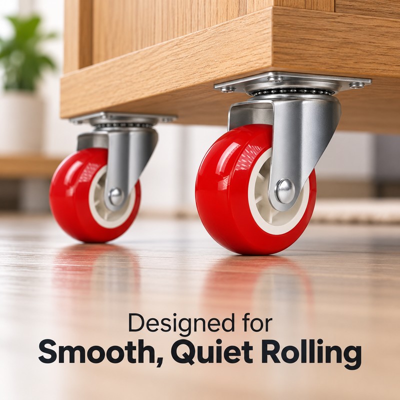 4-Pack Red PVC Swivel Caster Wheels for Furniture & Utility