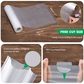 TEEUCNY Vacuum Sealer Bags, Vacuum Rolls Vacuum Film Bags, BPA-Free, Reusable, for Sous Vide or Food Storage for All Vacuum Sealers, Food Vacuum Sealer (28 cm x 400 cm), 3 Rolls