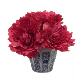 Unbranded Peony, Potted, Burgundy faux plant - 7"
