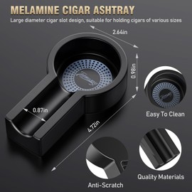Tesonway Cigar Ashtray with Cigar Cutter Set, Cigar Cutter Guillotine, Cigar Cutter V Cut, Cigar Punch, Portable Cigar Ashtrays for Outdoors Home and Office, Cigar Accessories for Men