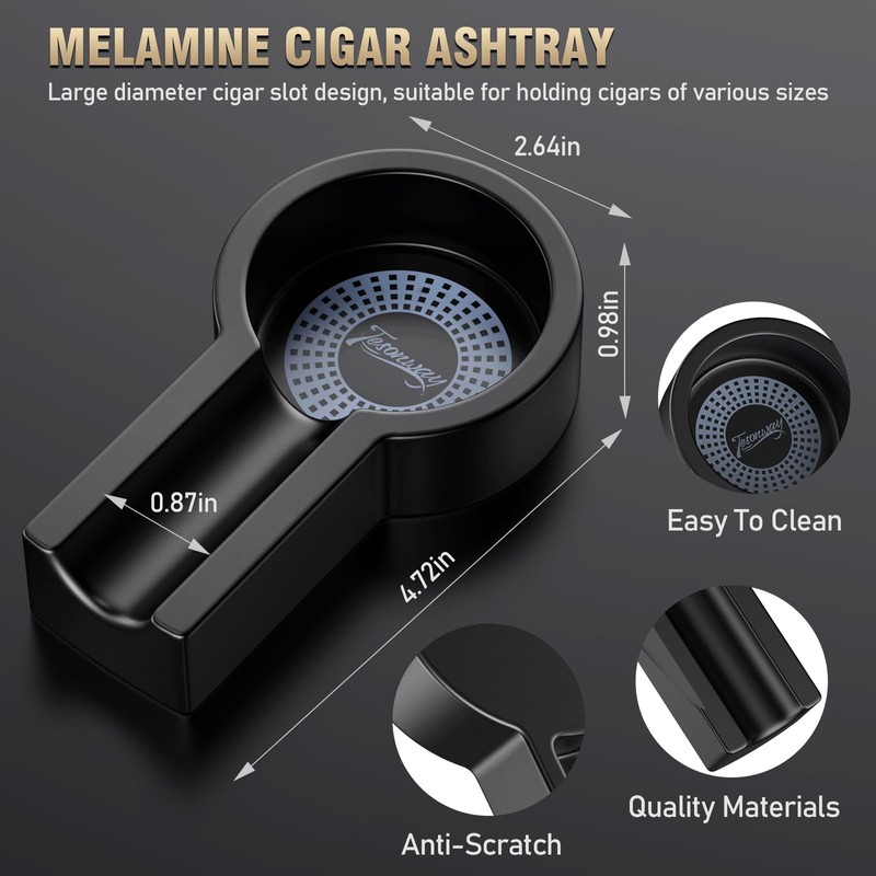 Tesonway Cigar Ashtray with Cigar Cutter Set, Cigar Cutter Guillotine,