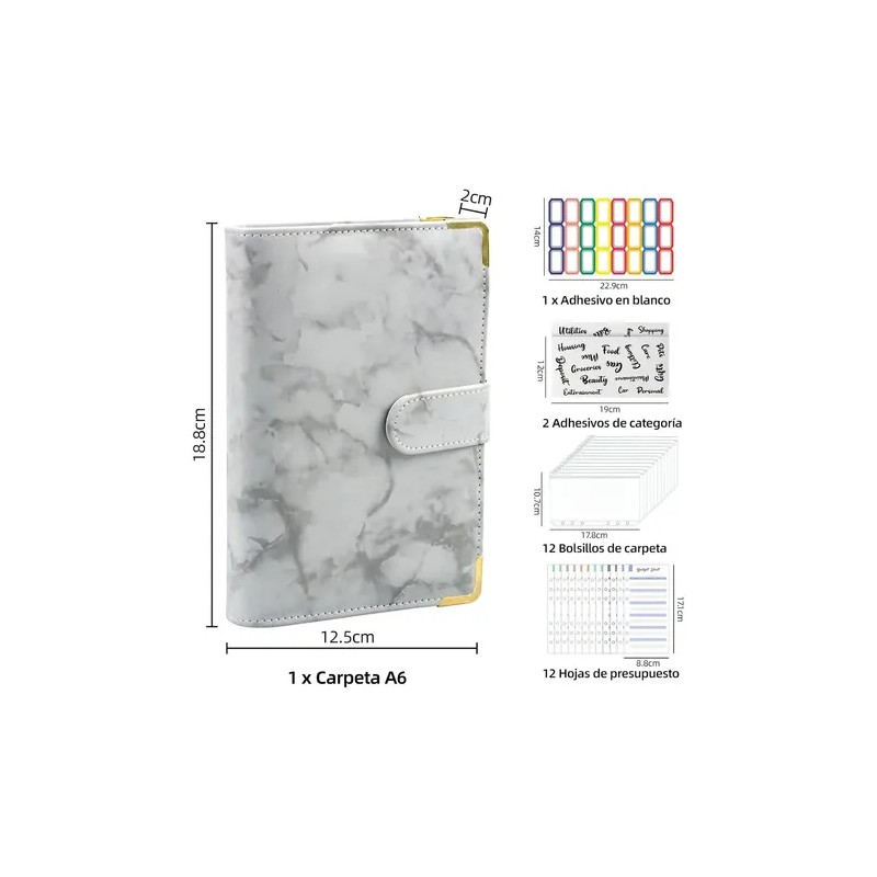 Carpeta A6 HHads 107H-abc gris liso x Unidad
