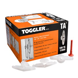TOGGLER Toggle TA Hollow-Door Anchor, Polypropylene, Made in US,1/8" to 1/4" Grip Range, For #8 to #12 Fastener Sizes (Pack of 100)