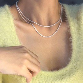 925 Sterling Silver Sparkling Clavicle Chain Choker Necklace For Women Jewelry Wedding Party Birthday Gift