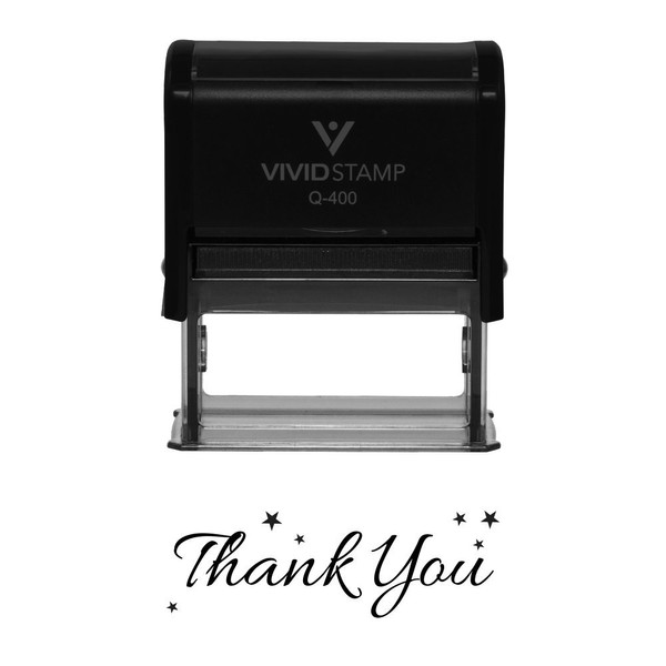 THANK You w/Stars Self Inking Rubber Stamp (Black Ink) -