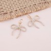 Atentuyi Crystal Bow Drop Hoop Earrings Gold Rhinestone Bow Huggie