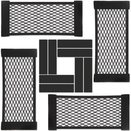 4 PCS Cargo Storage Net, Universal Mesh Cargo Net RV Net Wall Sticker Organizer, Elastic RV Cargo Storage Mesh Net, Small Automotive Cargo Net with Tape Stickers for RV, Car, Trunk (19.7 x 9.8 Inch)