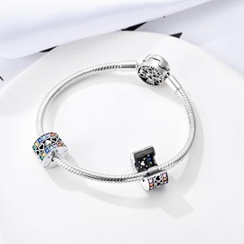 Parmuz Clip Spacer Charm for Bracelet 925 Sterling Silver Pave Cubic Zirconia Lock Stopper Bead Star Moon Love Heart charms Jewelry Gift for Woman