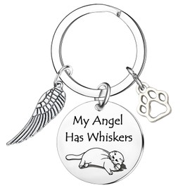 Tihnvk Cat Memorial Keychain Gifts for Cat Lovers Remembrance Gifts for Cat Mum Cat Dad Sympathy Loss of Cat Gift Has Whiskers Keyring for Cat Lovers