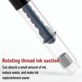 Fountain Pen Ink Cartridge Converter Refillable 3.4mm Aperture Ink Plunger Converter Accessories for Most Pens and Refills (Black, 6 Pcs)