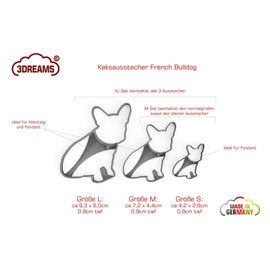 3DREAMS Set of 2 French Bulldog cookie cutters, Frenchy cookie cutter, French Bulldog dog cookie cutters, cookie cutters, gift