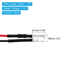 PATIKIL 5mm LED Diode Light, 40 Pcs 9-12V DC Pre Wired Mini LED Lights Bulb Light-Emitting Lamp for RC DIY Indicator Lighting, Pink Light