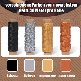 Deudy 39 Pieces Leather Sewing Set, Leather Sewing Set, Leather Craft Tool Set with Wax Thread, Leather Sewing Needles, Awl Scissors for Leather Padding, Repair, DIY Leather Crafts