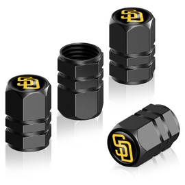 4Pcs Padres Car Tire Valve Stem Caps, Aluminum Auto Tire Valve Caps for Padres Baseball Fans,Universal Stem Covers/Dust Caps for Cars