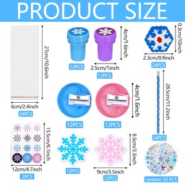 Pack of 196 Snowflake Party Bags, Children's Birthday Party Favours, Winter Snowflake Stickers with Snowflake, Gift Bags, Pencils, Eraser, Princess Party, Children's Gifts, Give Aways