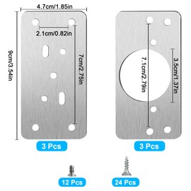Hinge Repair Plate, 6 Pieces Cabinet Hinge Repair Plate, Side Hinge Plate with 36 Screws, Stainless Steel Hinge Repair Kit, for Cabinet, Furniture, Drawer, Window