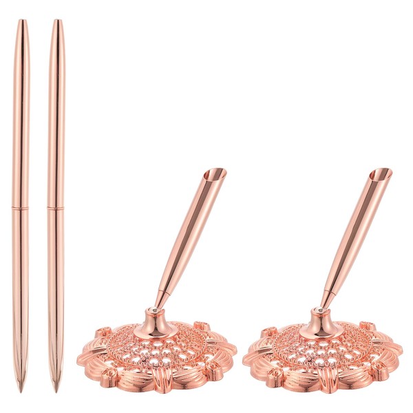 PATIKIL 2 Pcs Hollow Round Pen Metal Ballpoint Pens Set,