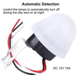Greluma Pack of 2 DC 12V 10A Photo Switch Photocell Sensor Switch Automatic On/Off Adjustable Street Light Sensor Switch Photo Control Sensor Switch