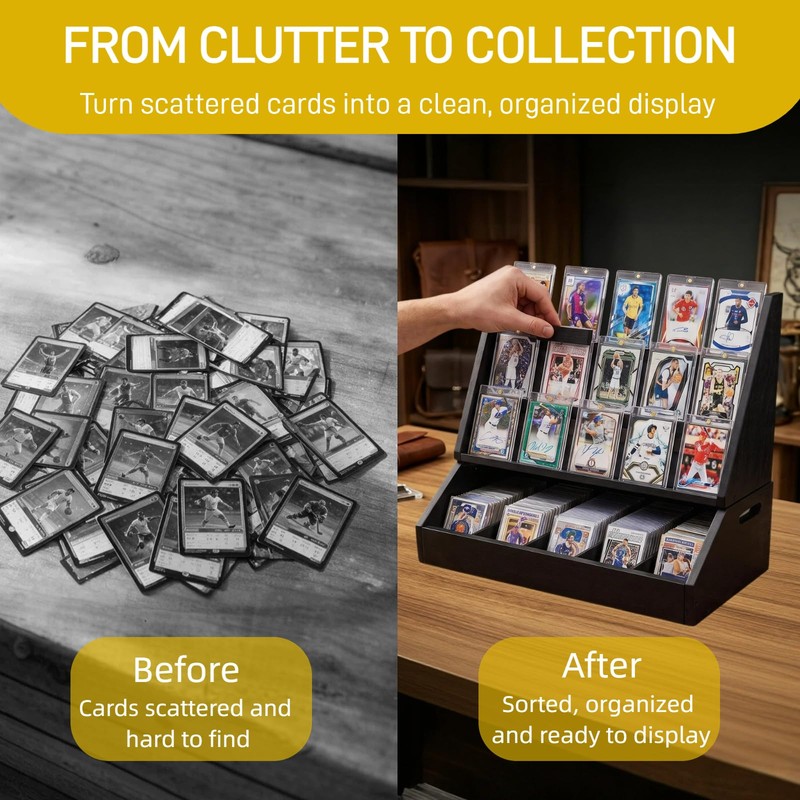 Detachable Trading Card Display Stand, Tiered Showcase and 5-Row Organizer